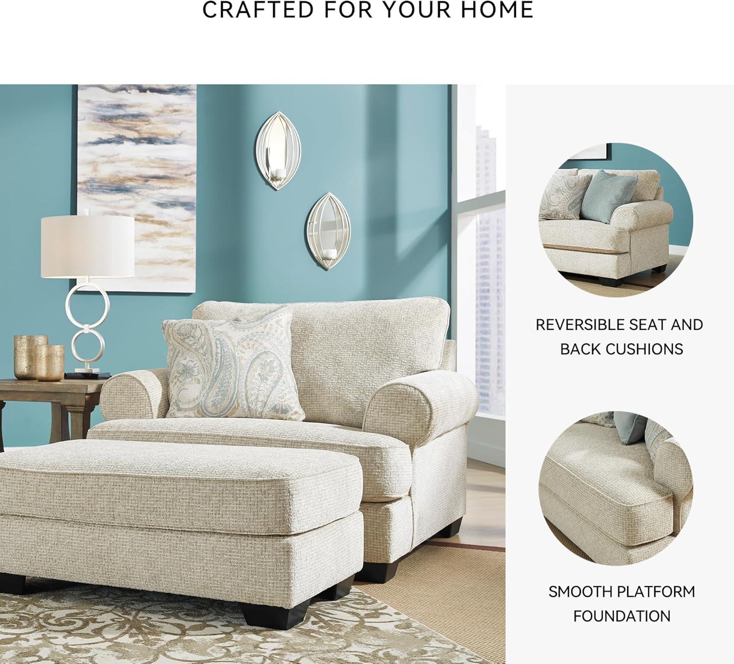 imageSignature Design by Ashley Monaghan Classic Upholstered Oversized Chair with Toss Pillow Light BrownOversized Chair