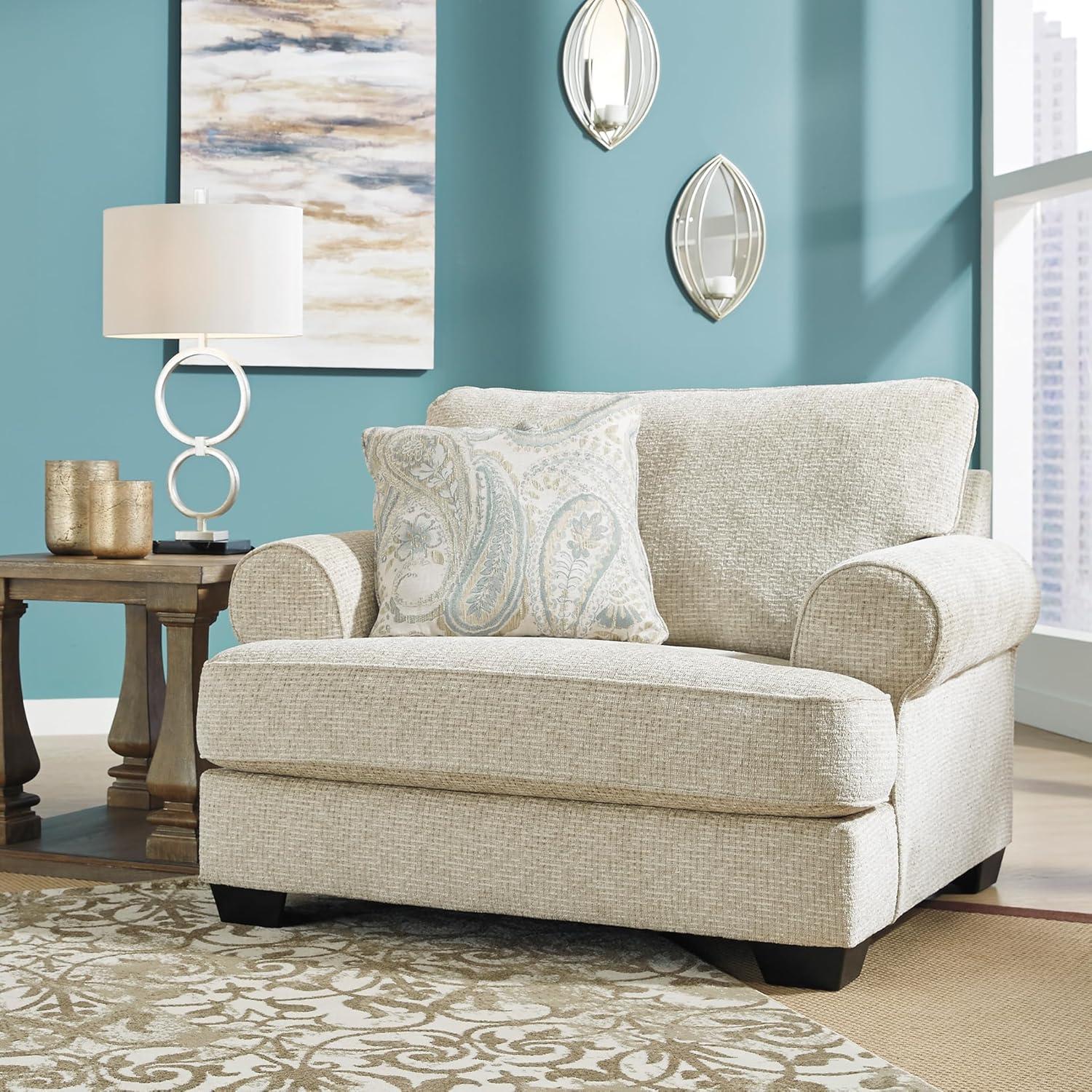 imageSignature Design by Ashley Monaghan Classic Upholstered Oversized Chair with Toss Pillow Light BrownOversized Chair