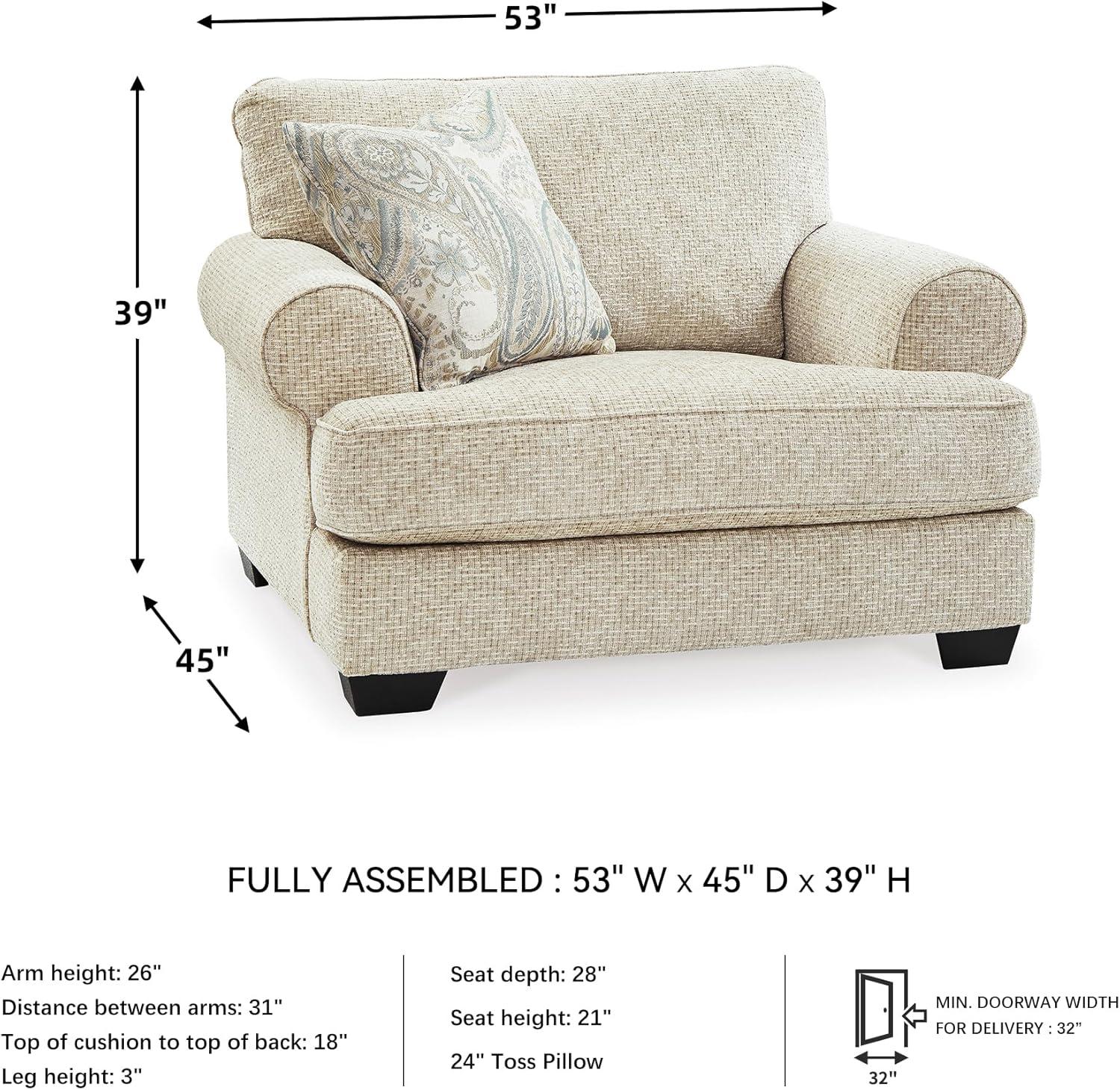 imageSignature Design by Ashley Monaghan Classic Upholstered Oversized Chair with Toss Pillow Light BrownOversized Chair