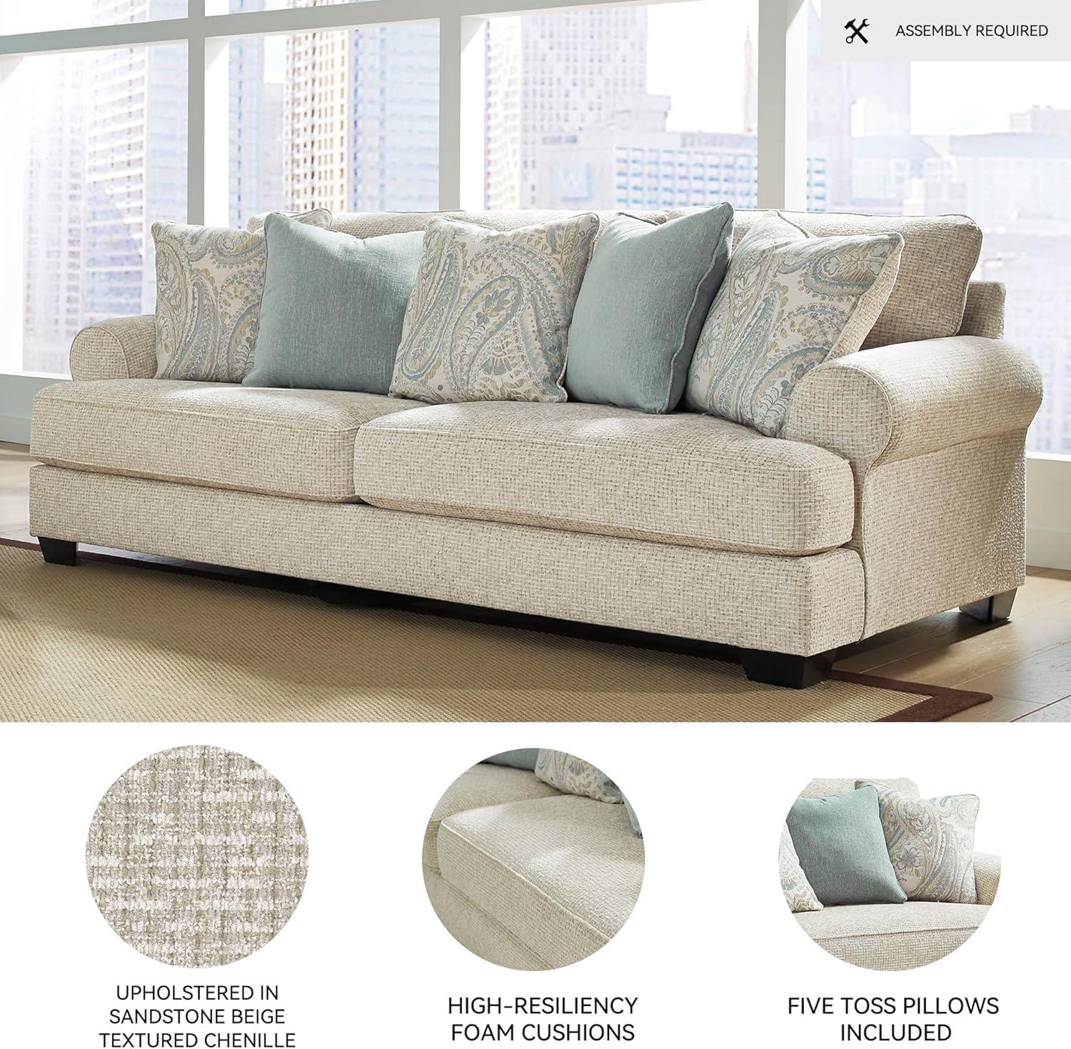 imageSignature Design by Ashley Monaghan Classic Upholstered Oversized Chair with Toss Pillow Light BrownSofa