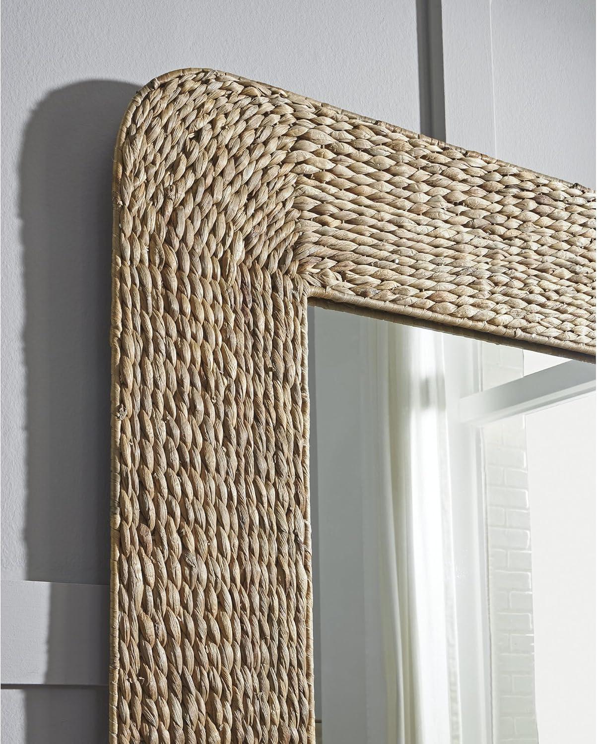 imageSignature Design by Ashley Norigan Casual Floor Mirror with Woven Sea Grass Frame Light Brown