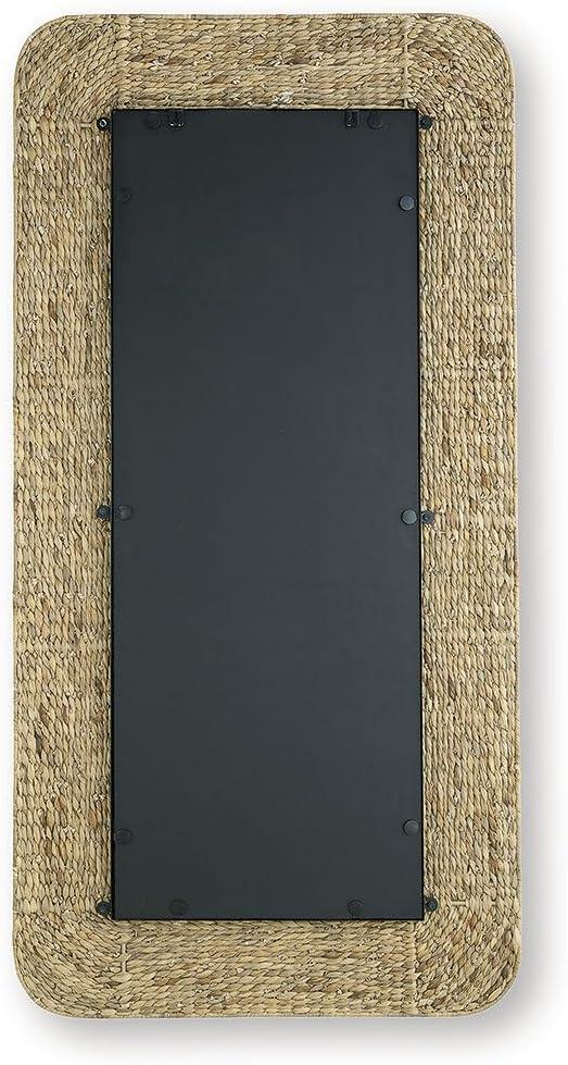 imageSignature Design by Ashley Norigan Casual Floor Mirror with Woven Sea Grass Frame Light Brown