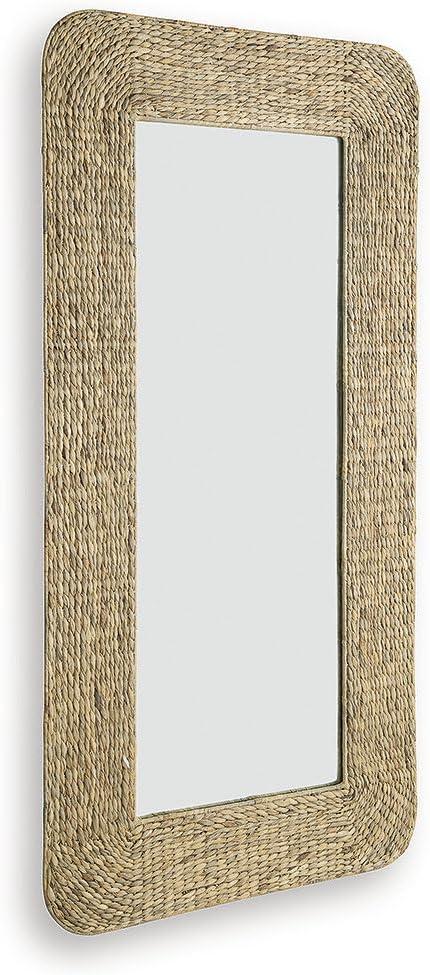 imageSignature Design by Ashley Norigan Casual Floor Mirror with Woven Sea Grass Frame Light Brown