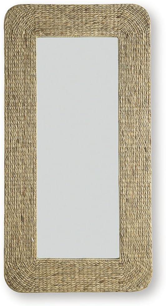 imageSignature Design by Ashley Norigan Casual Floor Mirror with Woven Sea Grass Frame Light Brown