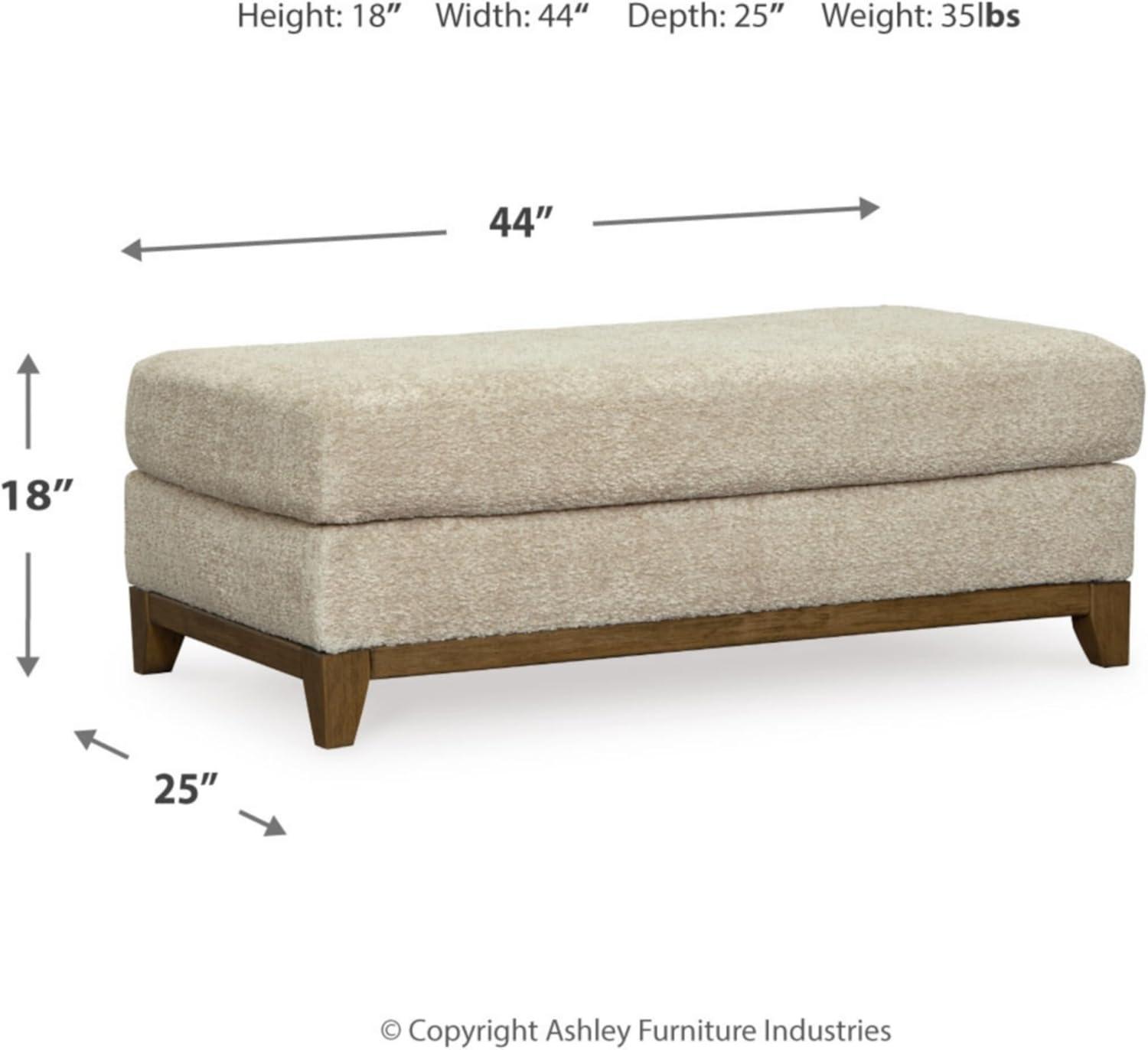 imageSignature Design by Ashley Parklynn Traditional Firmly Cushioned Rectangular Ottoman Beige ampamp Brown