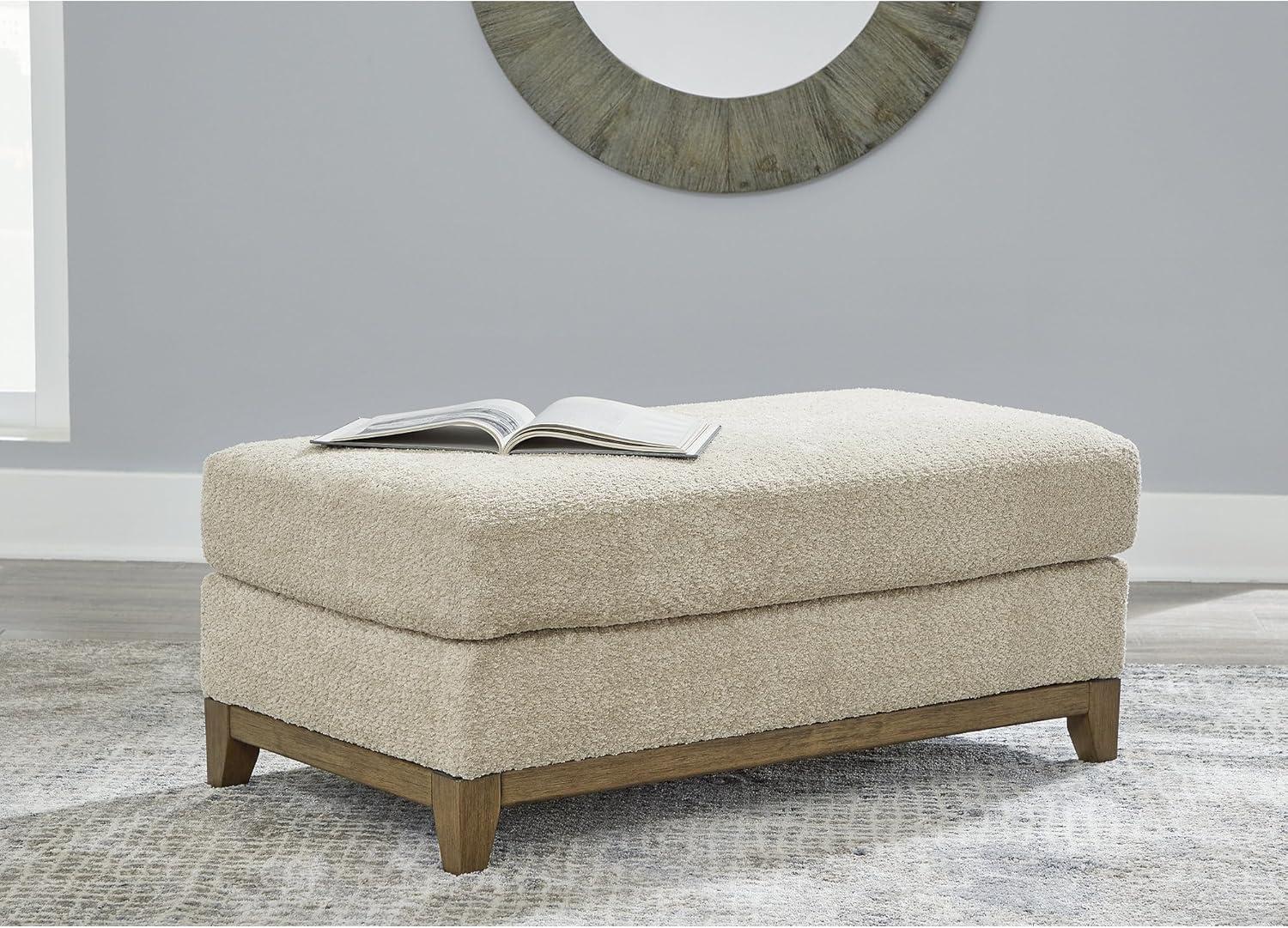 imageSignature Design by Ashley Parklynn Traditional Firmly Cushioned Rectangular Ottoman Beige ampamp Brown