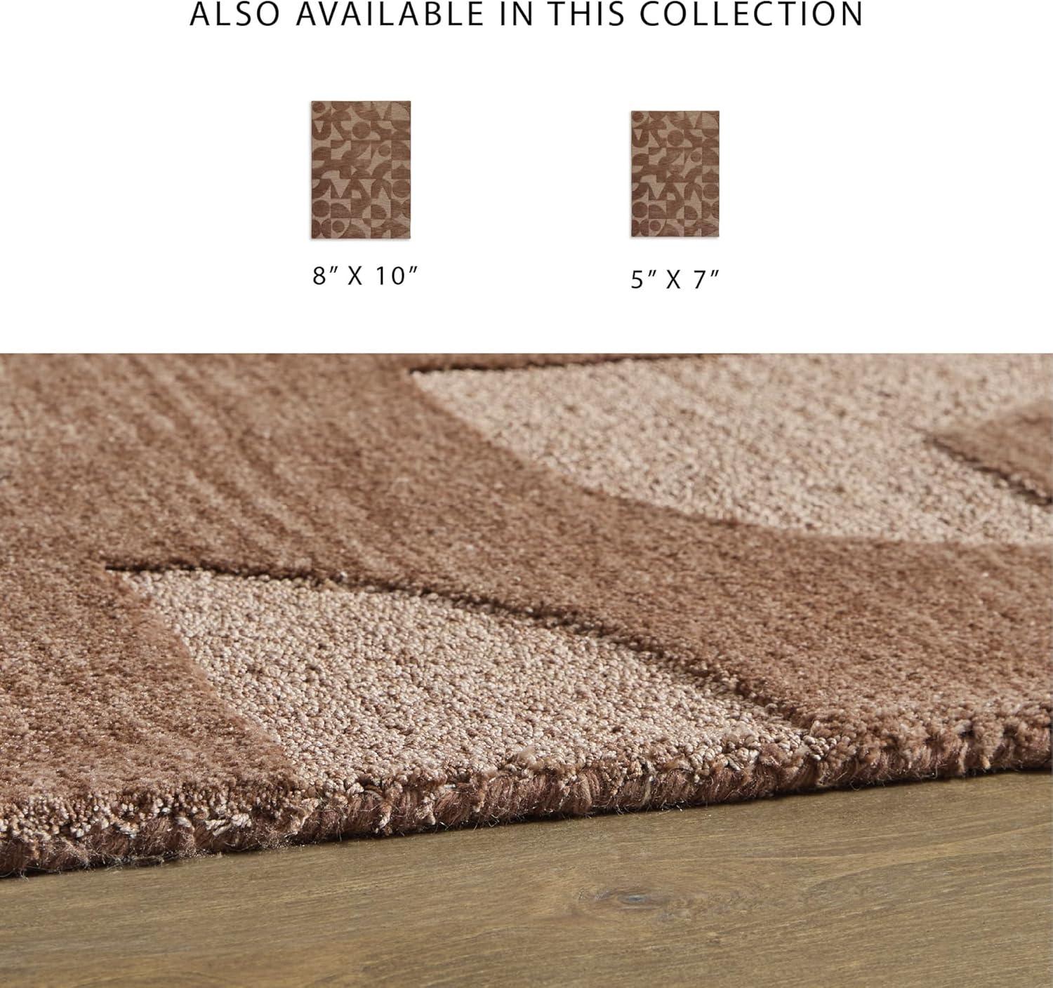 imageSignature Design by Ashley Perrenton Contemporary Indoor HandTufted Geometric 8 x 10 Rug Dark Brown ampamp Light Brown51 x 72 Rectangular