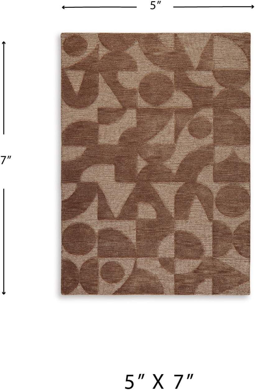 imageSignature Design by Ashley Perrenton Contemporary Indoor HandTufted Geometric 8 x 10 Rug Dark Brown ampamp Light Brown51 x 72 Rectangular