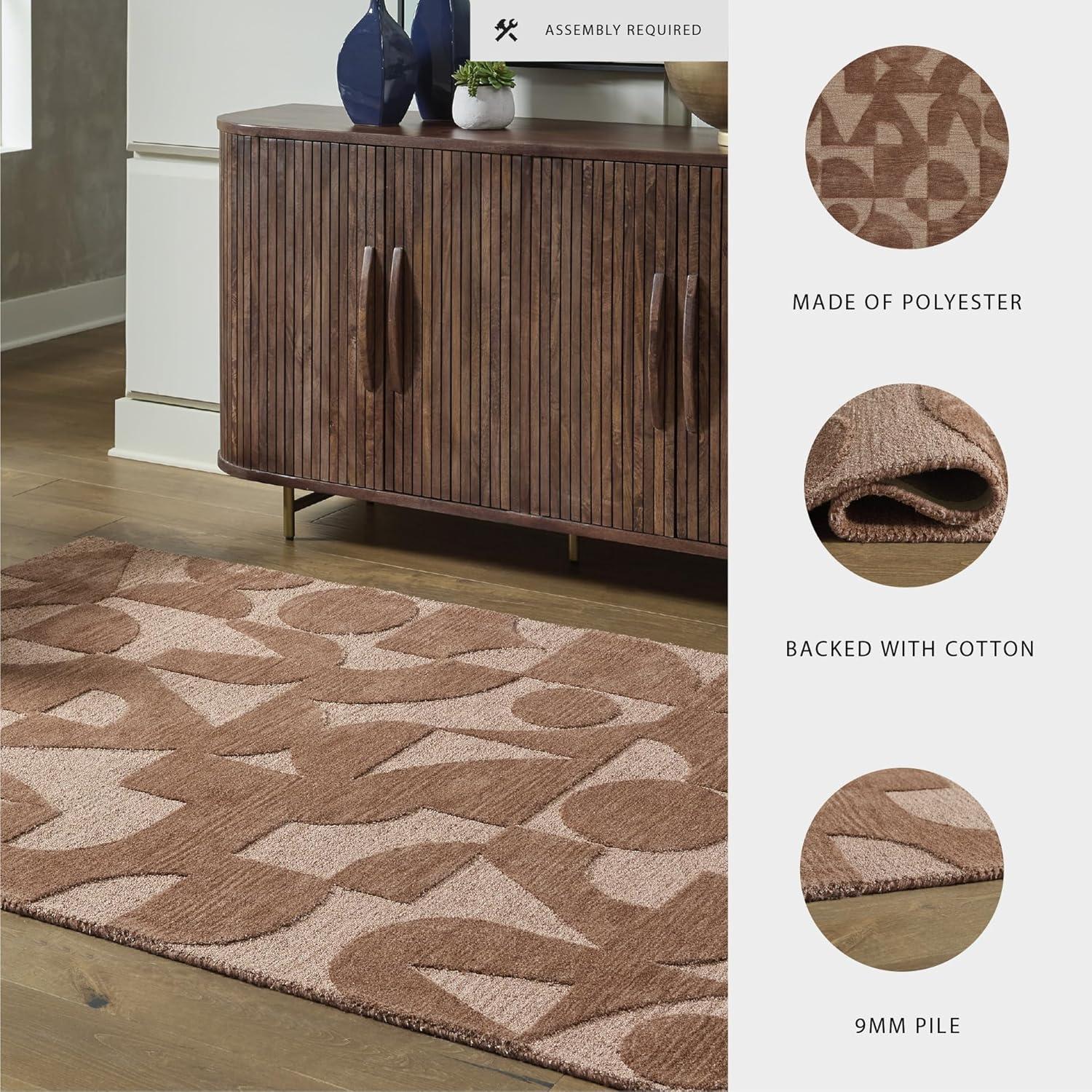 imageSignature Design by Ashley Perrenton Contemporary Indoor HandTufted Geometric 8 x 10 Rug Dark Brown ampamp Light Brown51 x 72 Rectangular