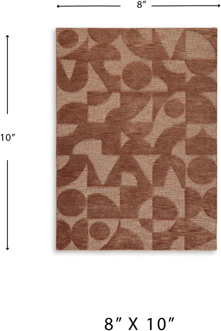 imageSignature Design by Ashley Perrenton Contemporary Indoor HandTufted Geometric 8 x 10 Rug Dark Brown ampamp Light Brown78 x 910 Rectangular
