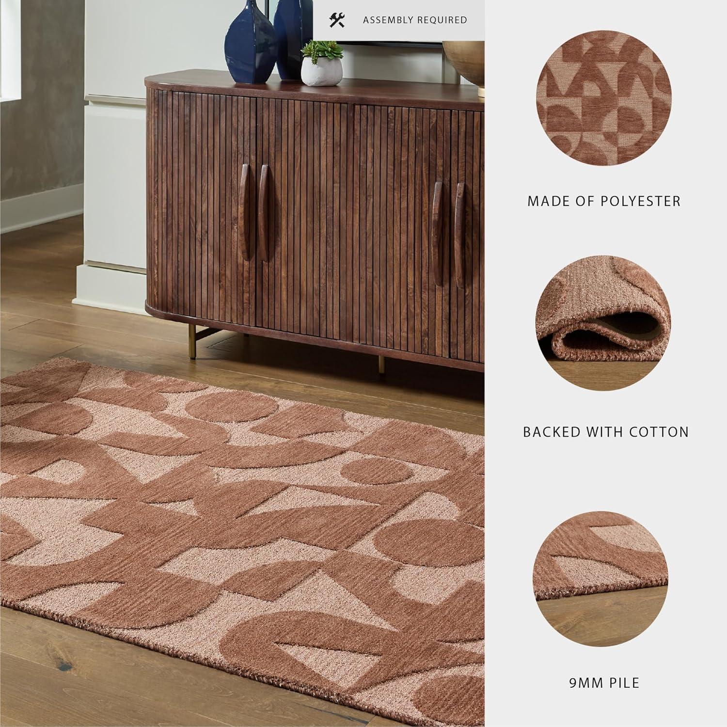 imageSignature Design by Ashley Perrenton Contemporary Indoor HandTufted Geometric 8 x 10 Rug Dark Brown ampamp Light Brown78 x 910 Rectangular