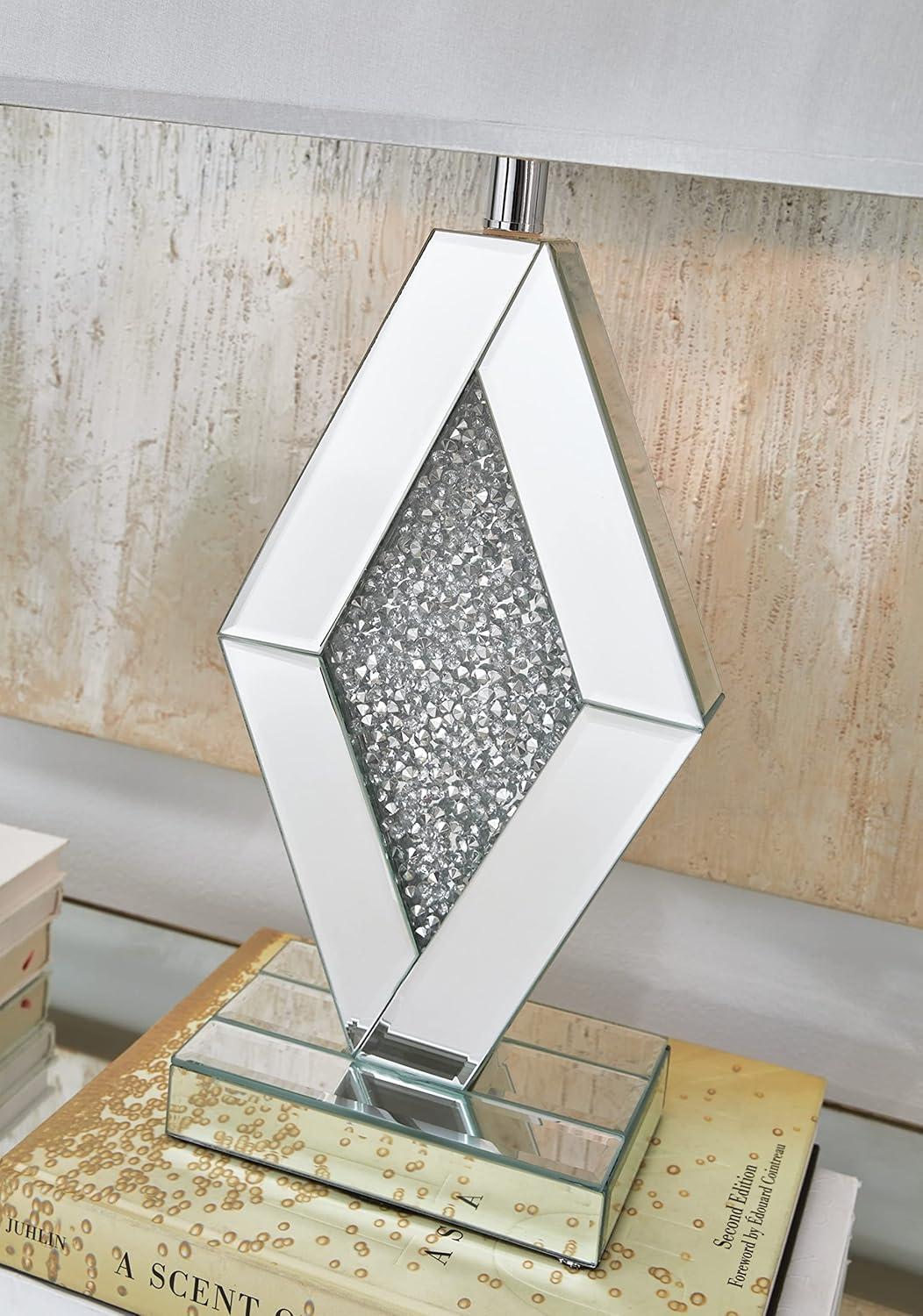 imageSignature Design by Ashley Prunella 30quot Glam Crystal Bead Mirrored Glass Table Lamp Silver
