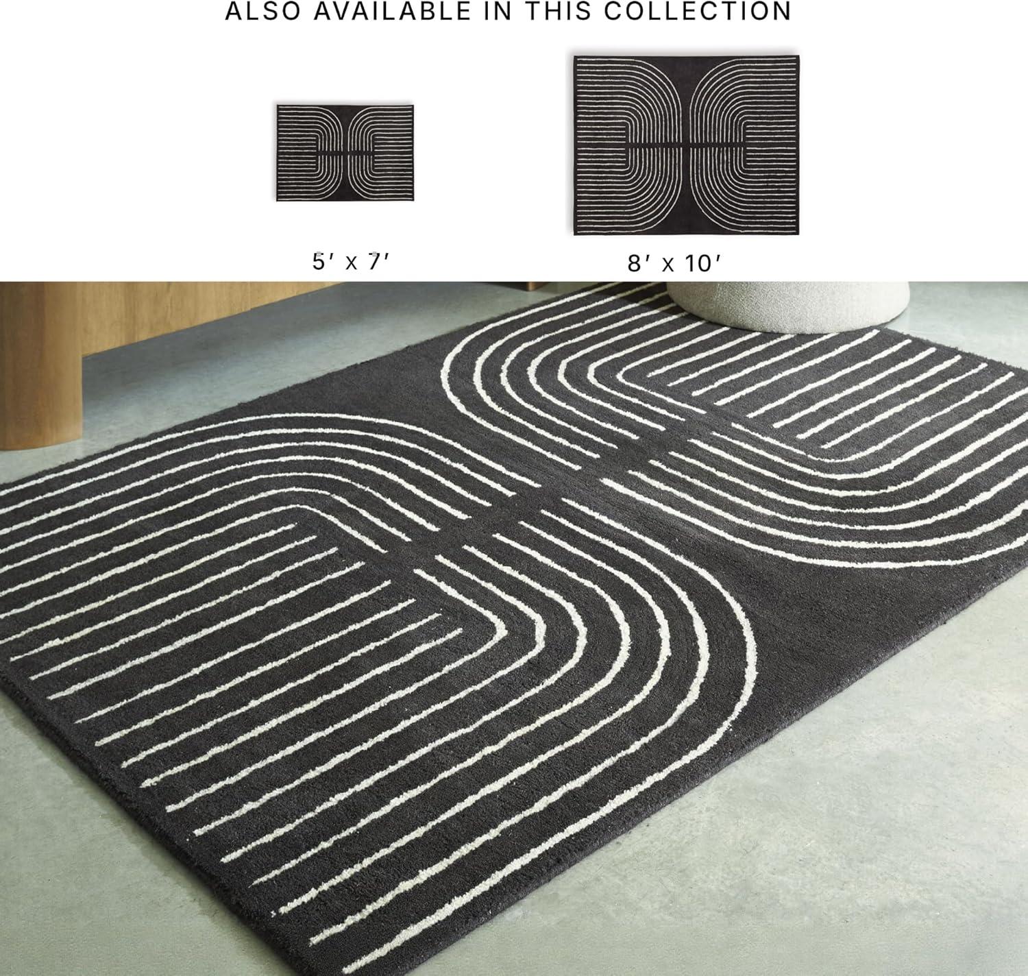 imageSignature Design by Ashley Qaabiz Bohemian 8 x 10 Indoor Medium Pile Geometric Area Rug Light Brown ampamp BlackBlackCream