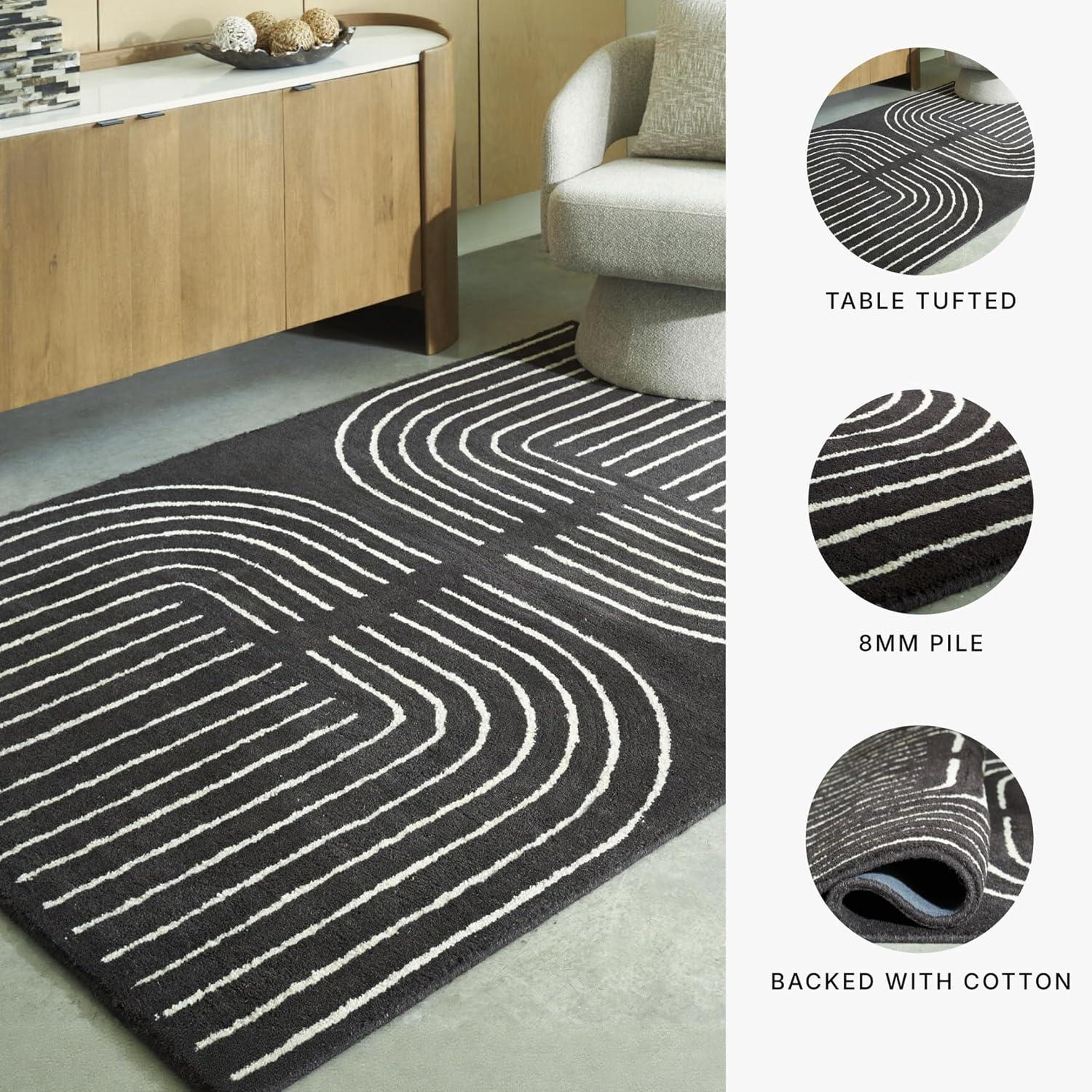 imageSignature Design by Ashley Qaabiz Bohemian 8 x 10 Indoor Medium Pile Geometric Area Rug Light Brown ampamp BlackBlackCream