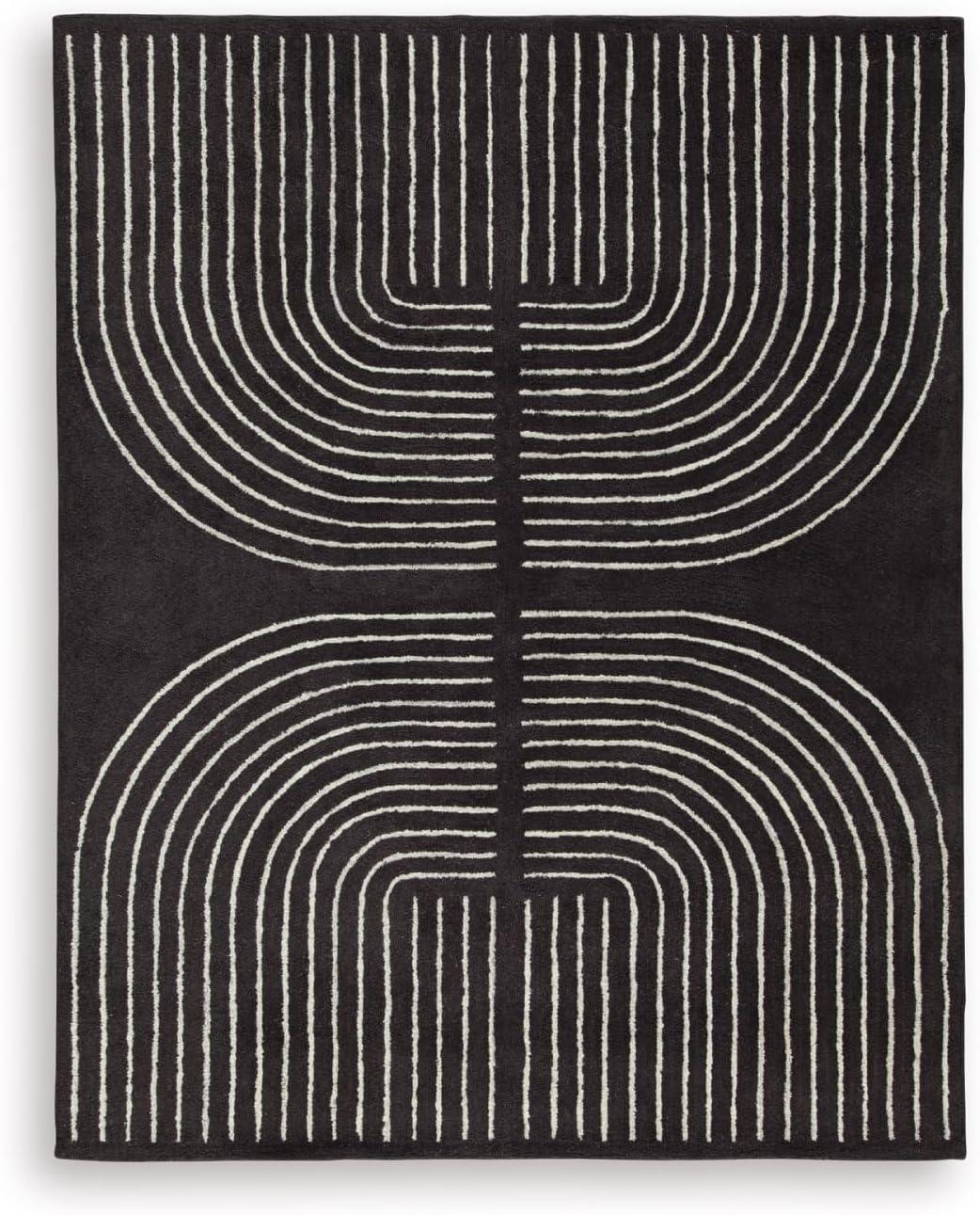 imageSignature Design by Ashley Qaabiz Bohemian 8 x 10 Indoor Medium Pile Geometric Area Rug Light Brown ampamp BlackBlackCream