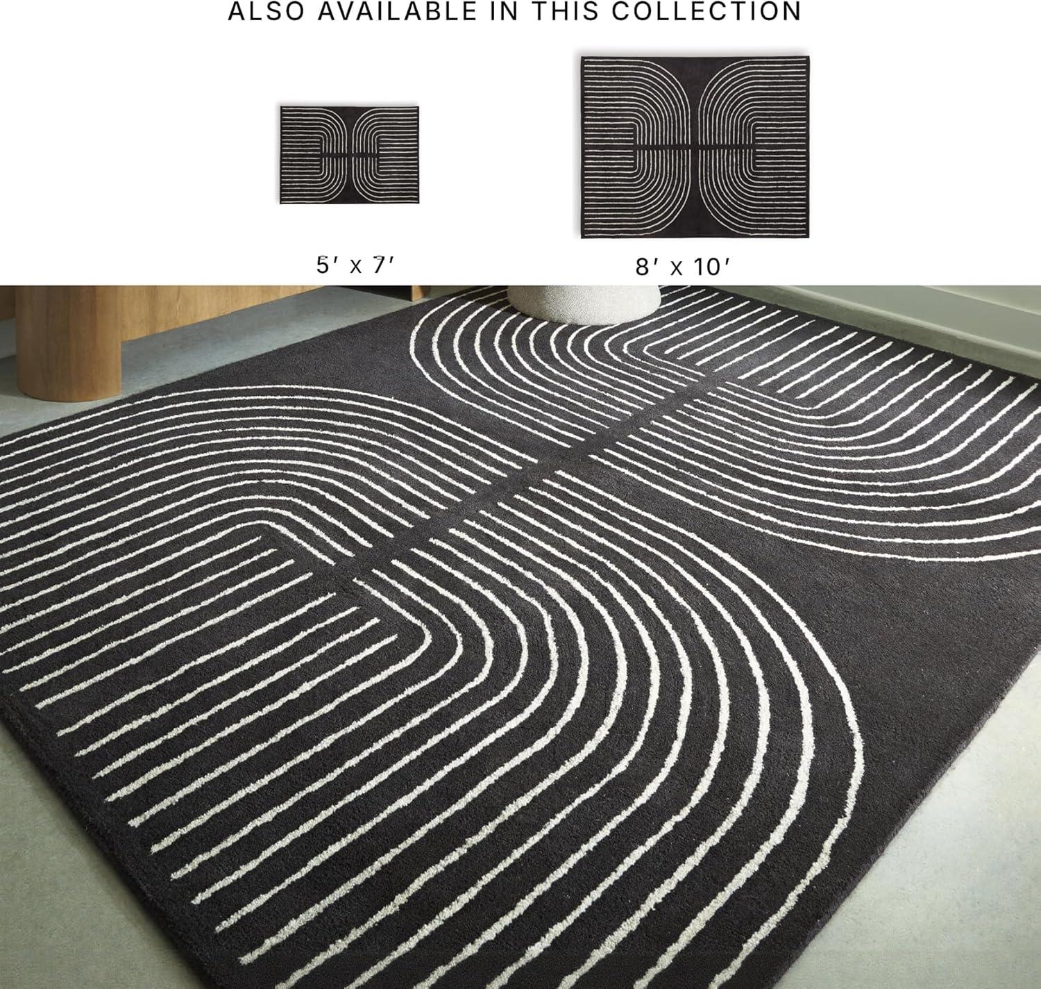 imageSignature Design by Ashley Qaabiz Bohemian 8 x 10 Indoor Medium Pile Geometric Area Rug Light Brown ampamp BlackBlackCream