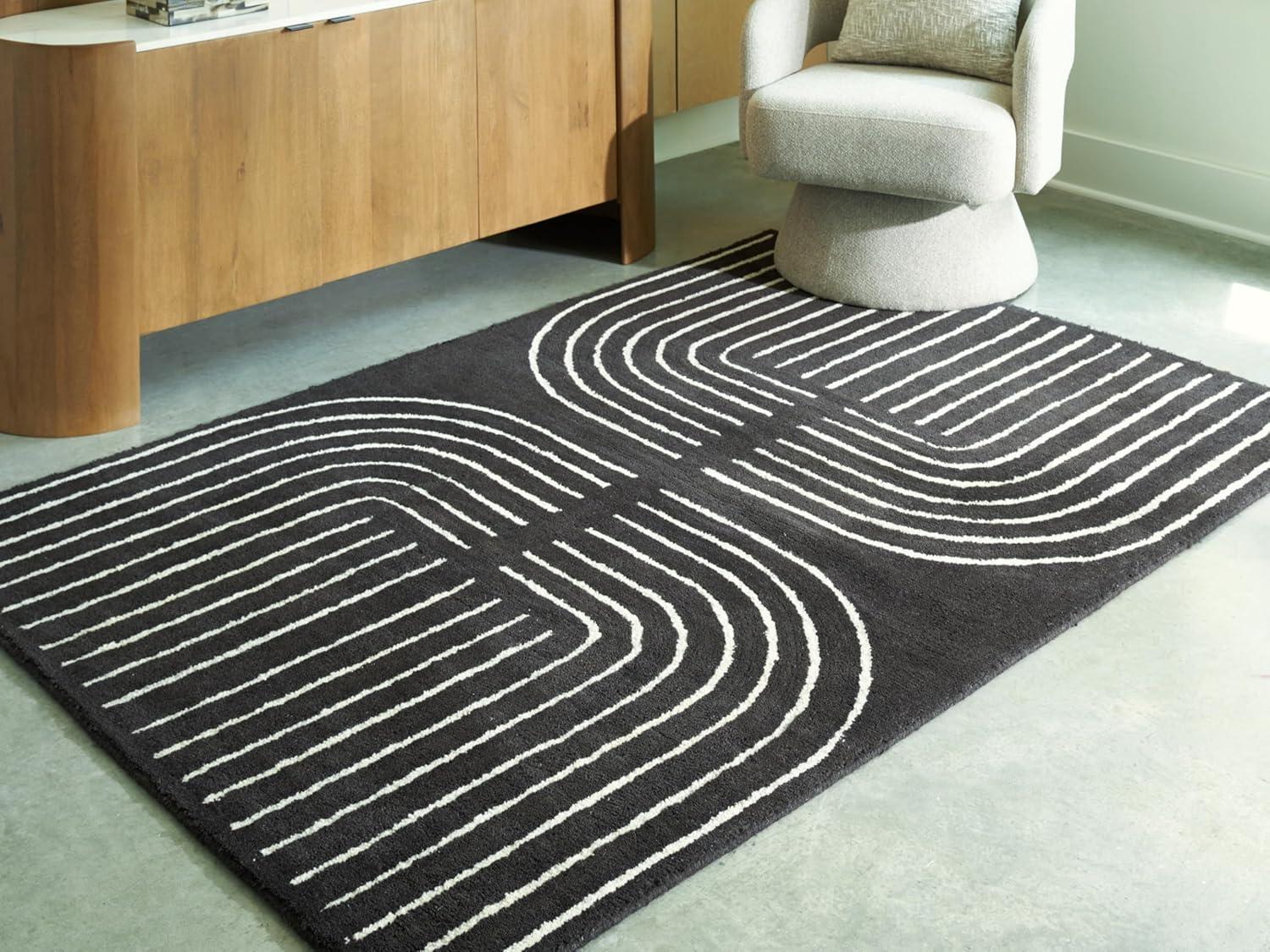 imageSignature Design by Ashley Qaabiz Bohemian 8 x 10 Indoor Medium Pile Geometric Area Rug Light Brown ampamp BlackBlackCream