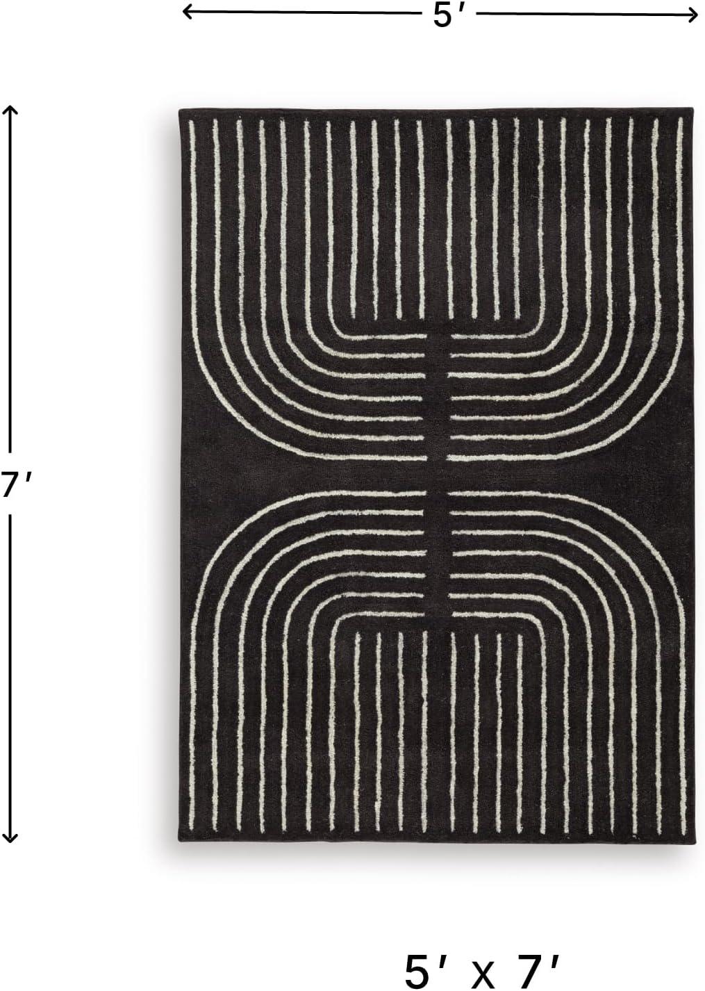 imageSignature Design by Ashley Qaabiz Bohemian 8 x 10 Indoor Medium Pile Geometric Area Rug Light Brown ampamp BlackBlackCream