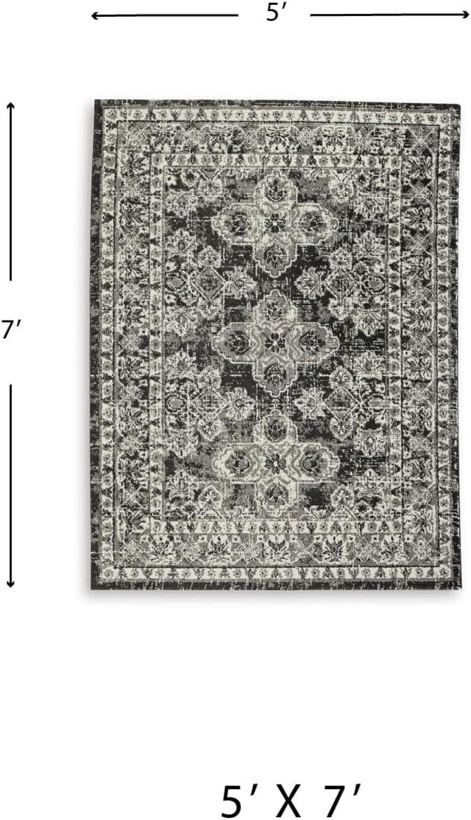 imageSignature Design by Ashley Qaabiz Bohemian 8 x 10 Indoor Medium Pile Geometric Area Rug Light Brown ampamp BlackBlackGrayIvory
