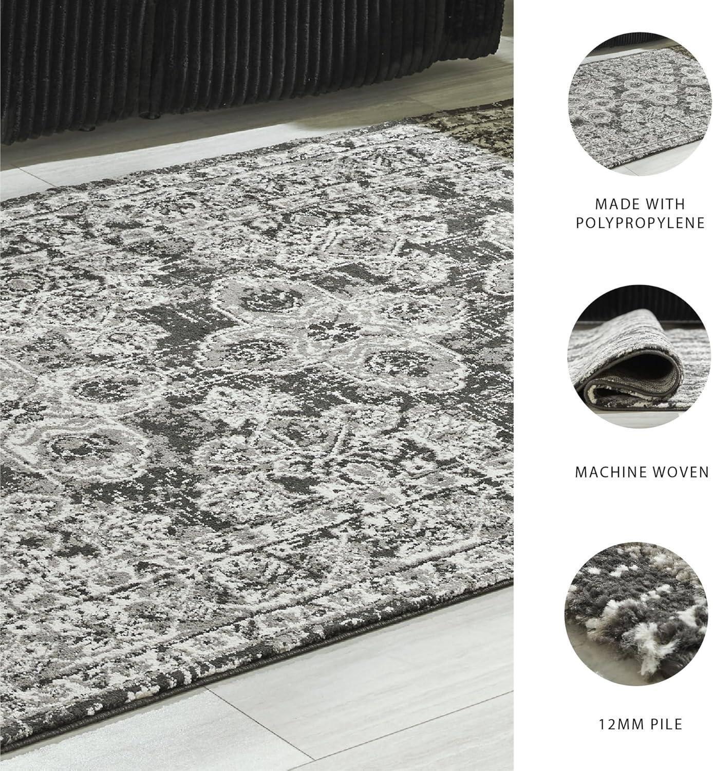 imageSignature Design by Ashley Qaabiz Bohemian 8 x 10 Indoor Medium Pile Geometric Area Rug Light Brown ampamp BlackBlackGrayIvory