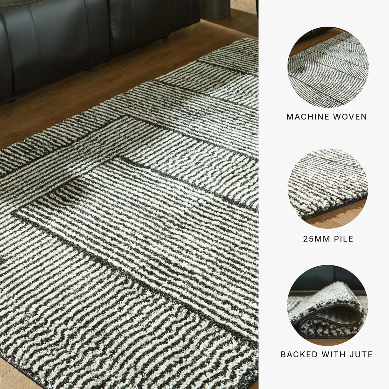 imageSignature Design by Ashley Qaabiz Bohemian 8 x 10 Indoor Medium Pile Geometric Area Rug Light Brown ampamp BlackBlackIvory