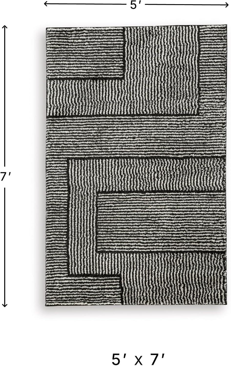 imageSignature Design by Ashley Qaabiz Bohemian 8 x 10 Indoor Medium Pile Geometric Area Rug Light Brown ampamp BlackBlackIvory