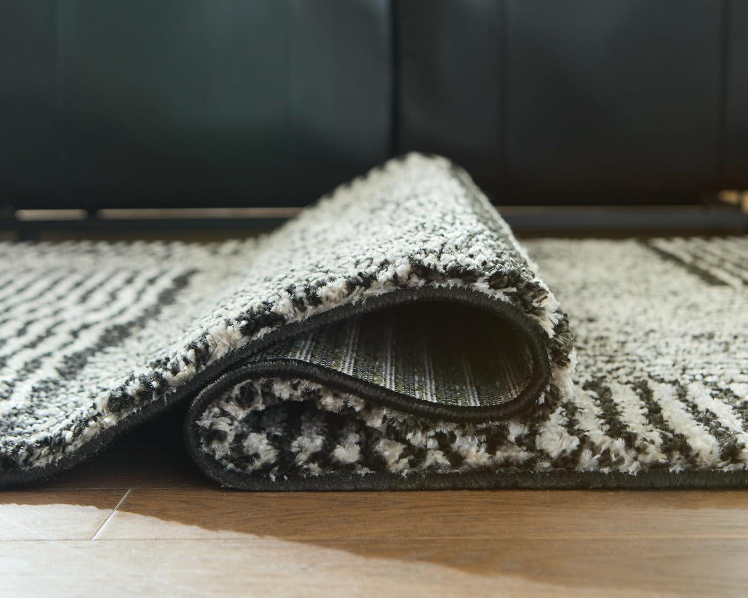 imageSignature Design by Ashley Qaabiz Bohemian 8 x 10 Indoor Medium Pile Geometric Area Rug Light Brown ampamp BlackBlackIvory