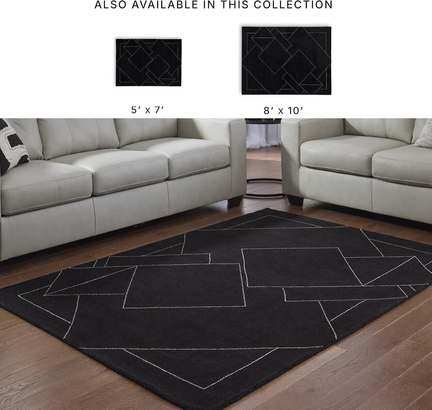 imageSignature Design by Ashley Qaabiz Bohemian 8 x 10 Indoor Medium Pile Geometric Area Rug Light Brown ampamp BlackBlackWhite
