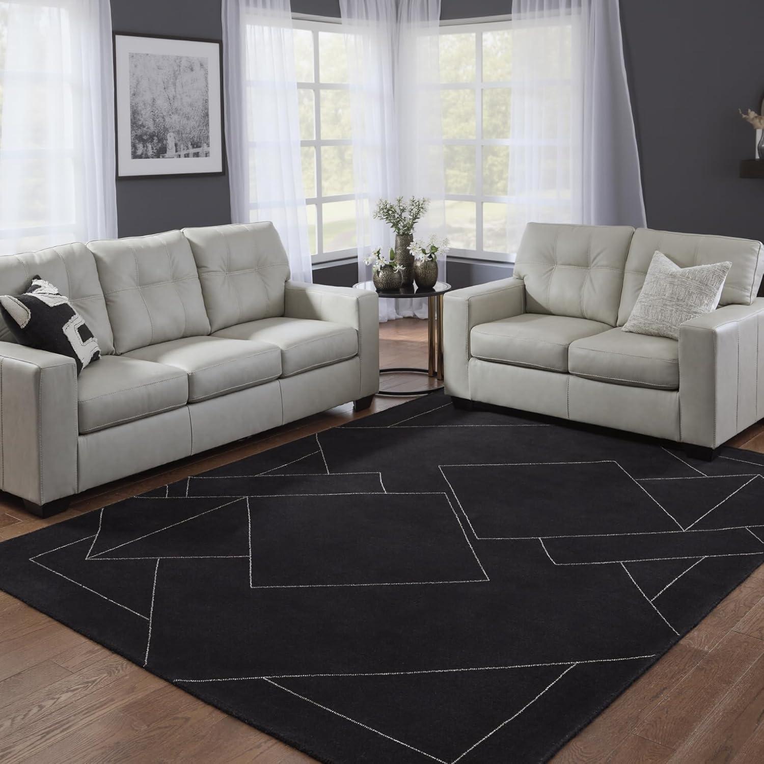 imageSignature Design by Ashley Qaabiz Bohemian 8 x 10 Indoor Medium Pile Geometric Area Rug Light Brown ampamp BlackBlackWhite