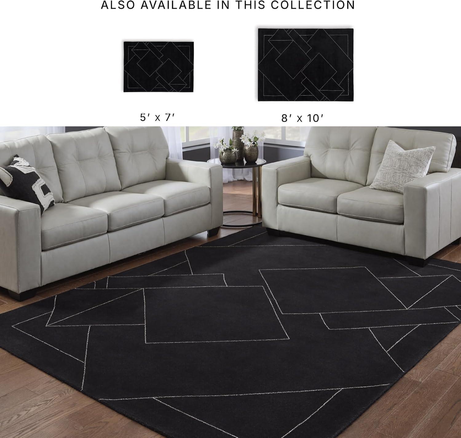 imageSignature Design by Ashley Qaabiz Bohemian 8 x 10 Indoor Medium Pile Geometric Area Rug Light Brown ampamp BlackBlackWhite