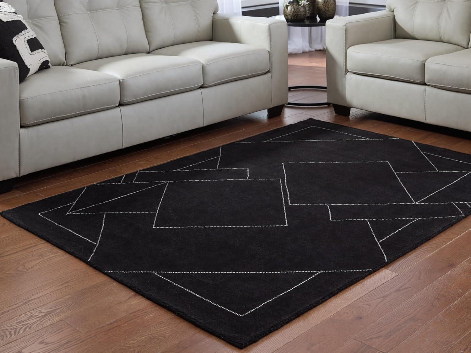 imageSignature Design by Ashley Qaabiz Bohemian 8 x 10 Indoor Medium Pile Geometric Area Rug Light Brown ampamp BlackBlackWhite