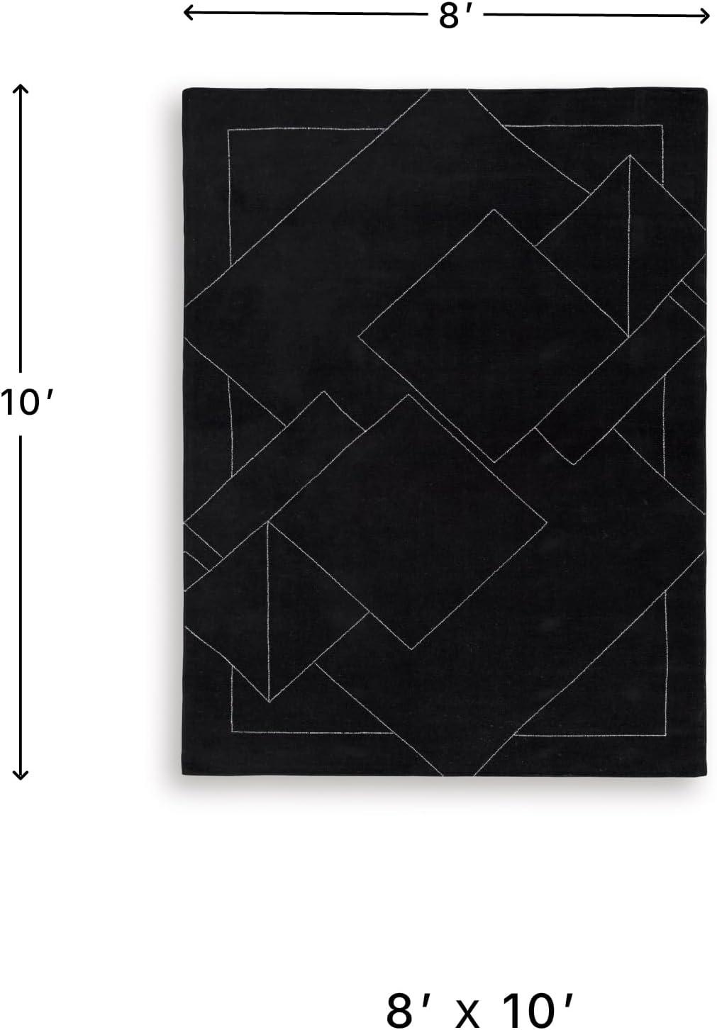 imageSignature Design by Ashley Qaabiz Bohemian 8 x 10 Indoor Medium Pile Geometric Area Rug Light Brown ampamp BlackBlackWhite