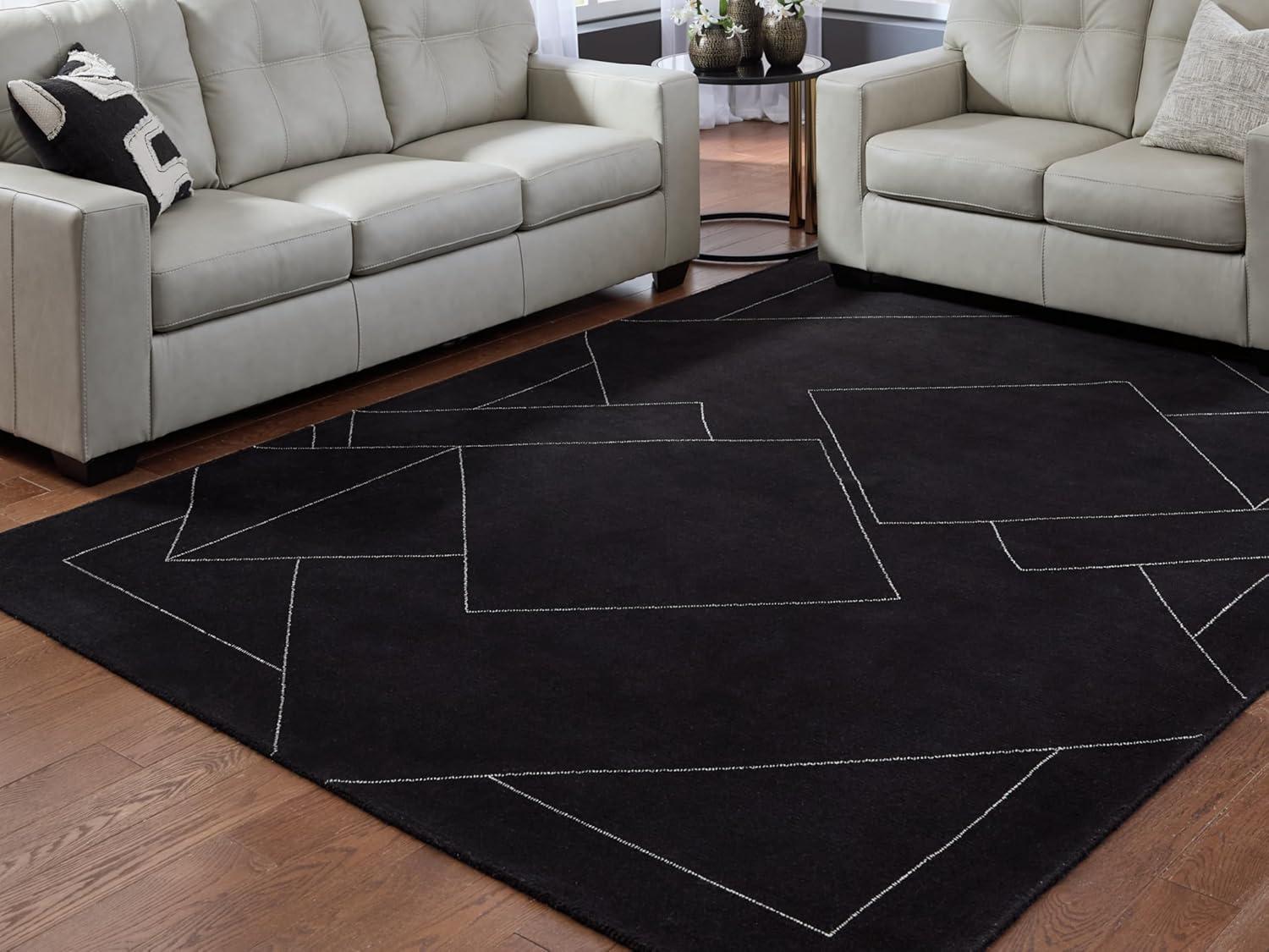 imageSignature Design by Ashley Qaabiz Bohemian 8 x 10 Indoor Medium Pile Geometric Area Rug Light Brown ampamp BlackBlackWhite
