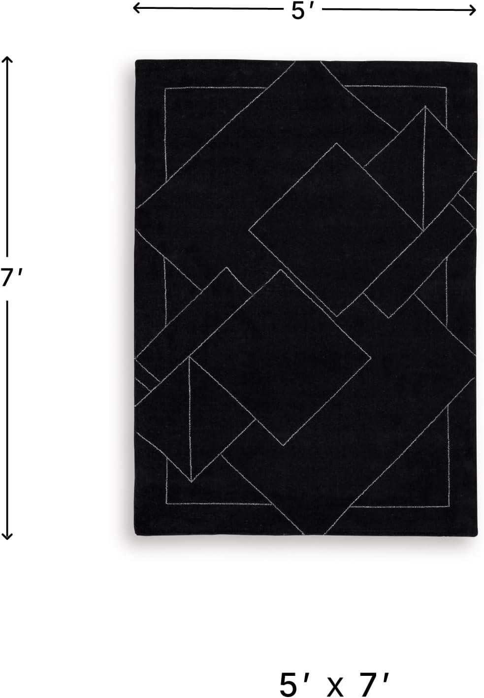 imageSignature Design by Ashley Qaabiz Bohemian 8 x 10 Indoor Medium Pile Geometric Area Rug Light Brown ampamp BlackBlackWhite