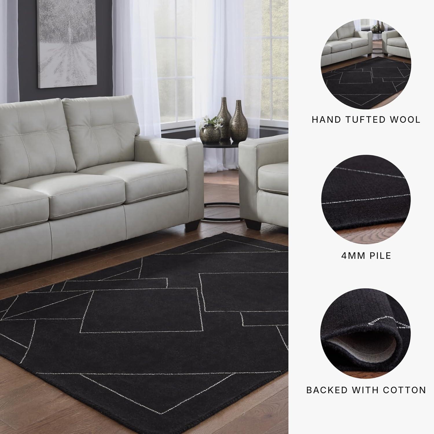 imageSignature Design by Ashley Qaabiz Bohemian 8 x 10 Indoor Medium Pile Geometric Area Rug Light Brown ampamp BlackBlackWhite