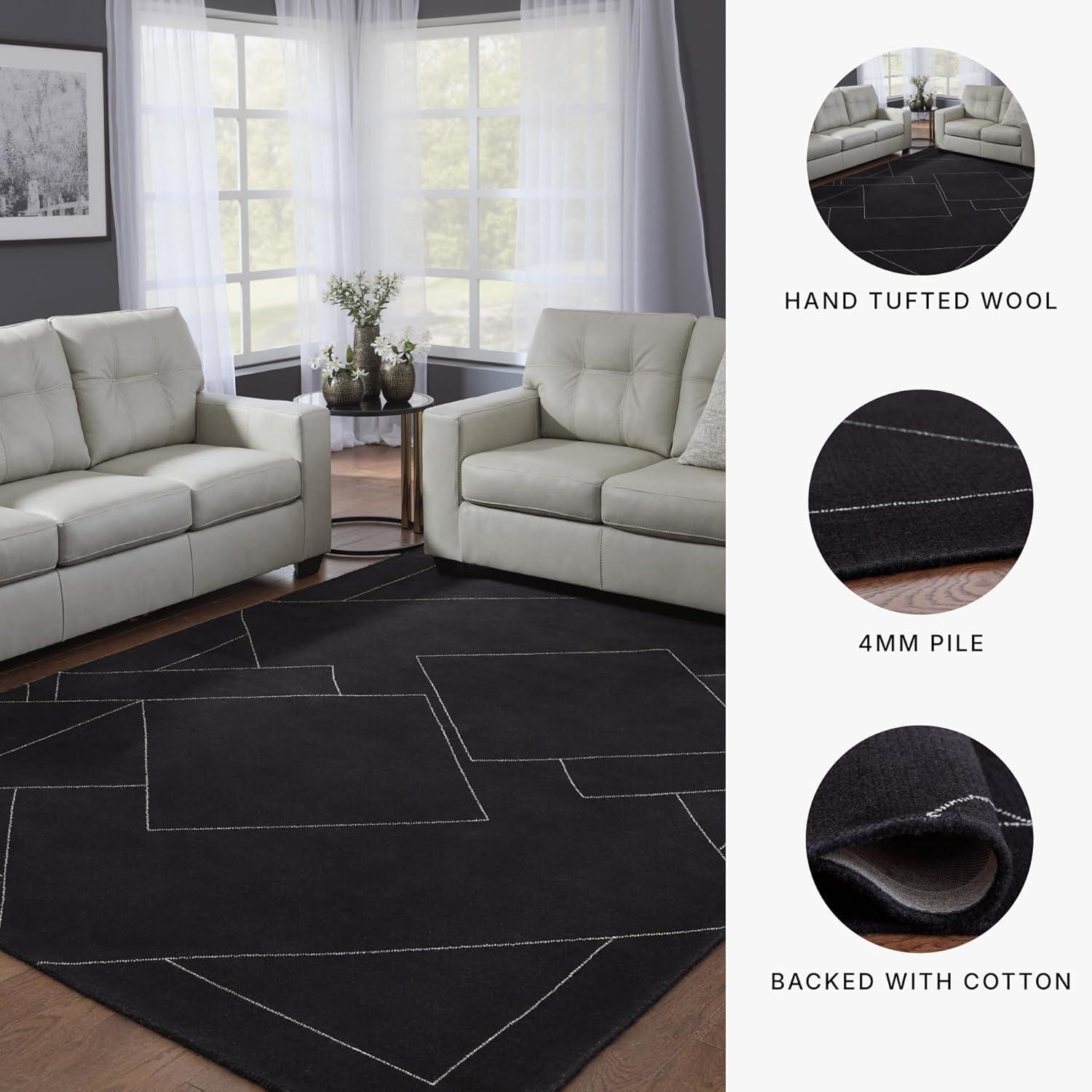 imageSignature Design by Ashley Qaabiz Bohemian 8 x 10 Indoor Medium Pile Geometric Area Rug Light Brown ampamp BlackBlackWhite