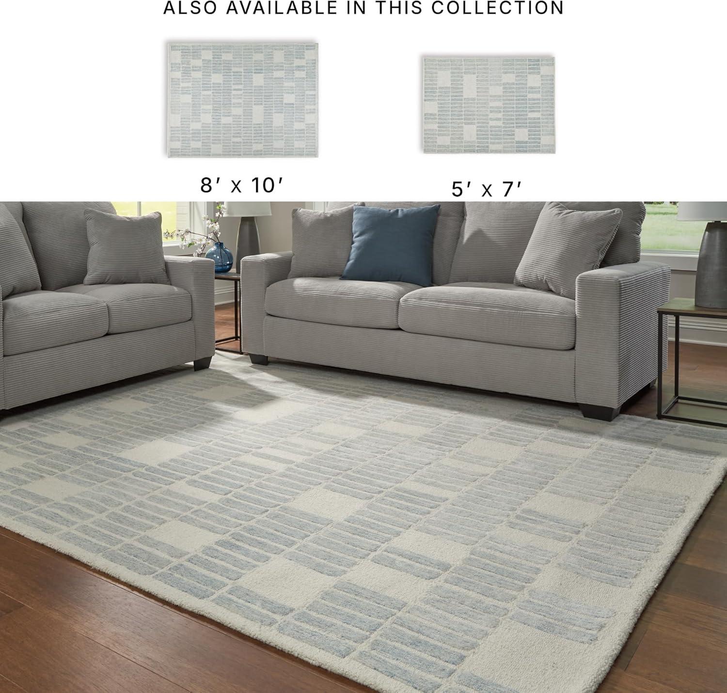 imageSignature Design by Ashley Qaabiz Bohemian 8 x 10 Indoor Medium Pile Geometric Area Rug Light Brown ampamp BlackBlueIvory