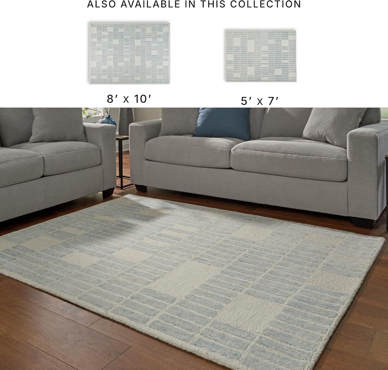 imageSignature Design by Ashley Qaabiz Bohemian 8 x 10 Indoor Medium Pile Geometric Area Rug Light Brown ampamp BlackBlueIvory