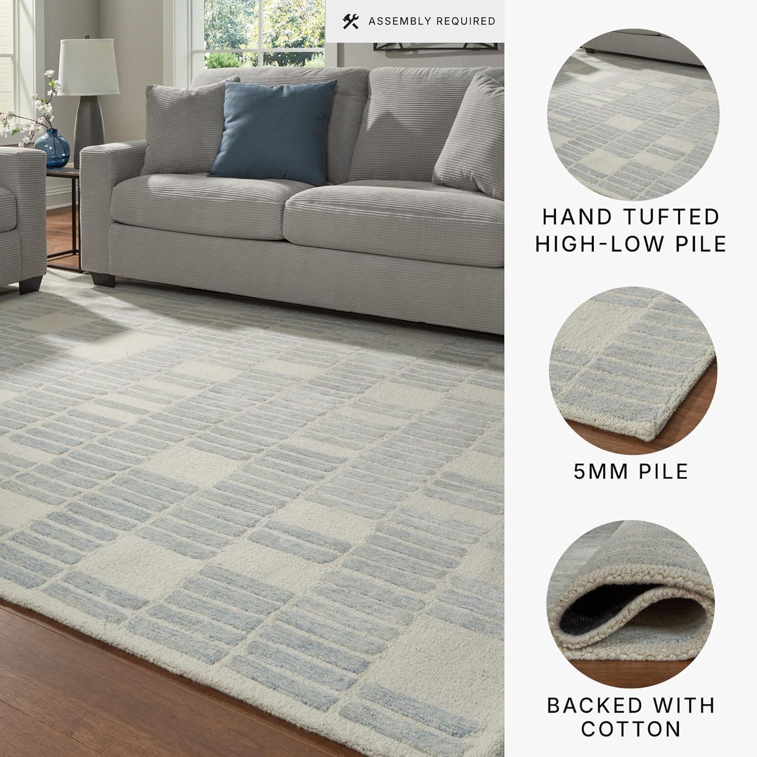 imageSignature Design by Ashley Qaabiz Bohemian 8 x 10 Indoor Medium Pile Geometric Area Rug Light Brown ampamp BlackBlueIvory