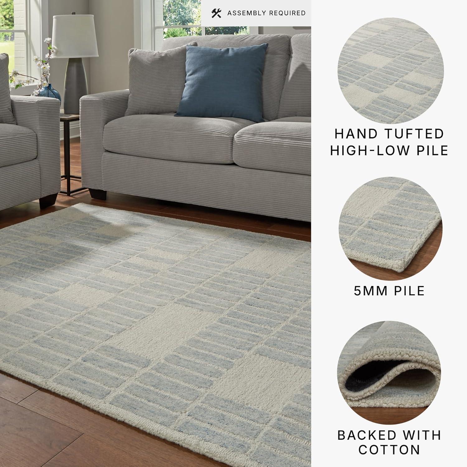 imageSignature Design by Ashley Qaabiz Bohemian 8 x 10 Indoor Medium Pile Geometric Area Rug Light Brown ampamp BlackBlueIvory