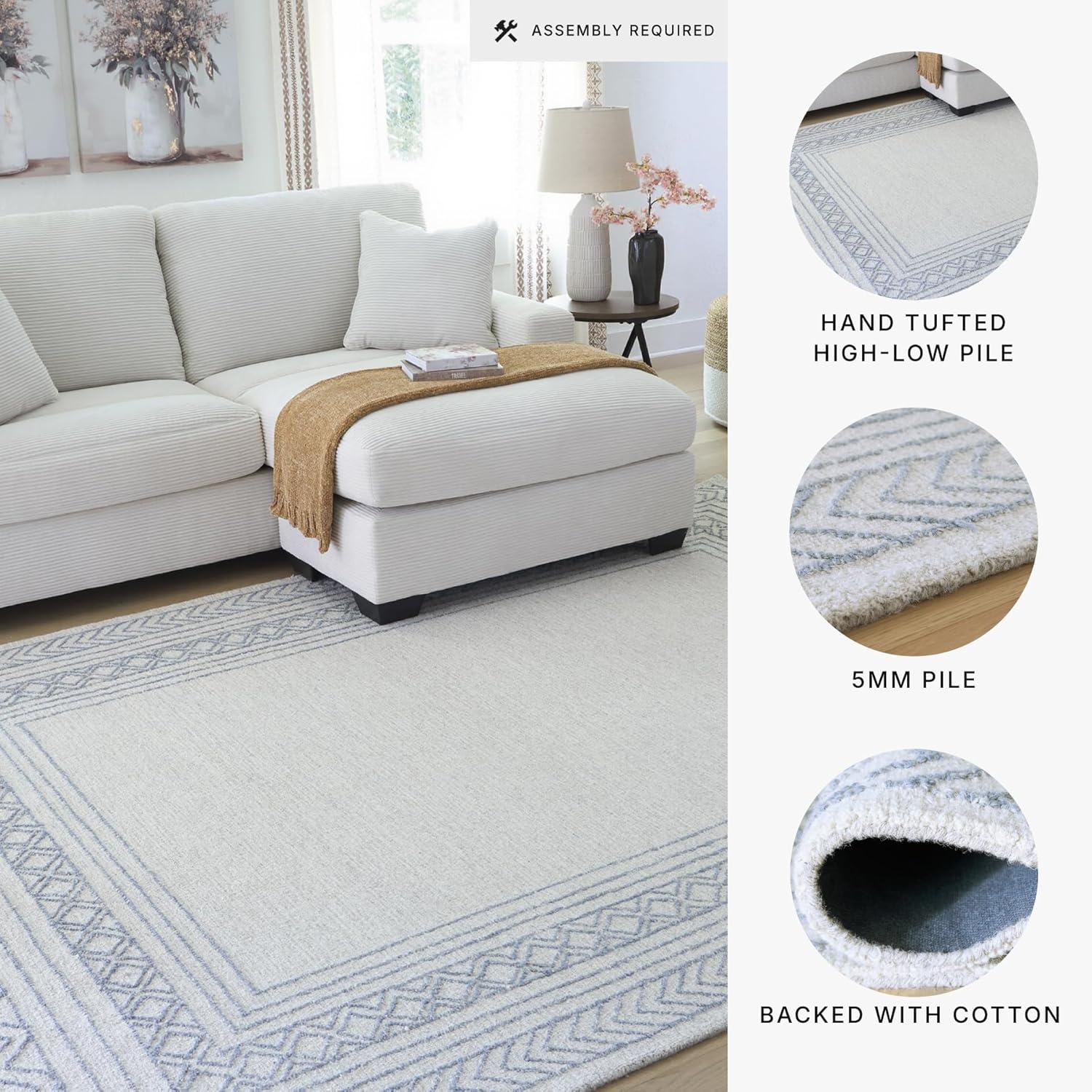 imageSignature Design by Ashley Qaabiz Bohemian 8 x 10 Indoor Medium Pile Geometric Area Rug Light Brown ampamp BlackBlueIvoryGray