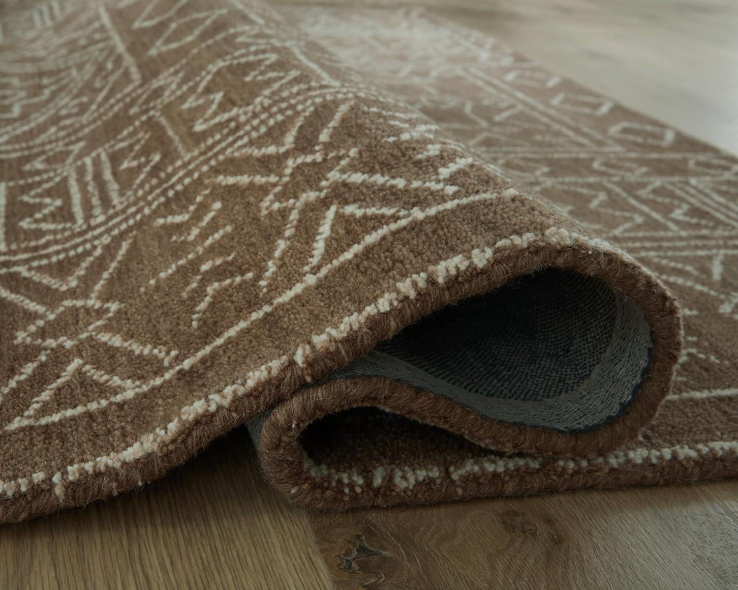 imageSignature Design by Ashley Qaabiz Bohemian 8 x 10 Indoor Medium Pile Geometric Area Rug Light Brown ampamp BlackBrownIvory