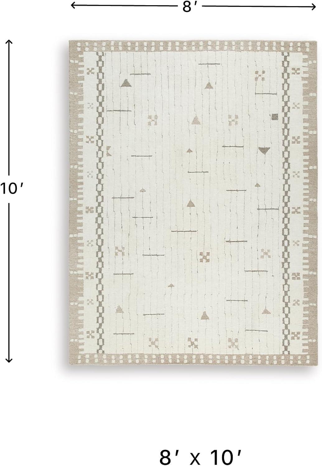 imageSignature Design by Ashley Qaabiz Bohemian 8 x 10 Indoor Medium Pile Geometric Area Rug Light Brown ampamp BlackCreamBrownTaupe