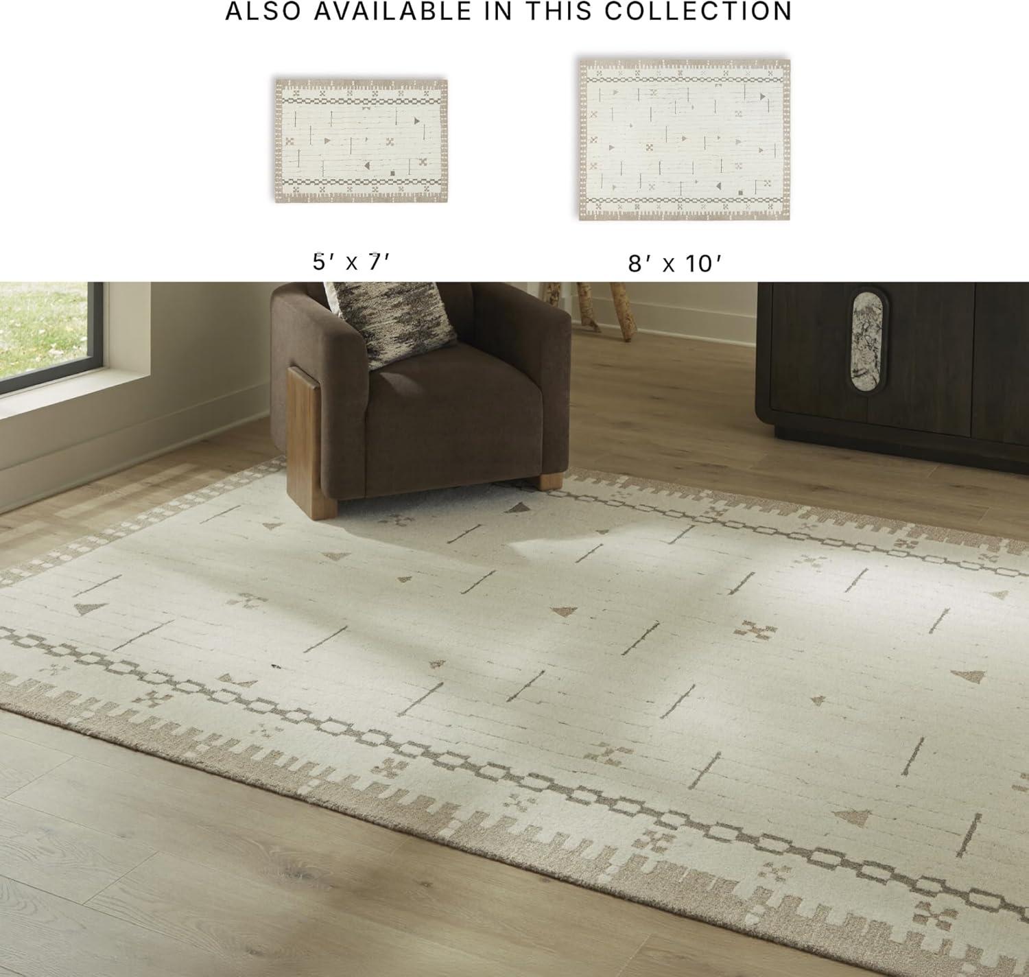 imageSignature Design by Ashley Qaabiz Bohemian 8 x 10 Indoor Medium Pile Geometric Area Rug Light Brown ampamp BlackCreamBrownTaupe