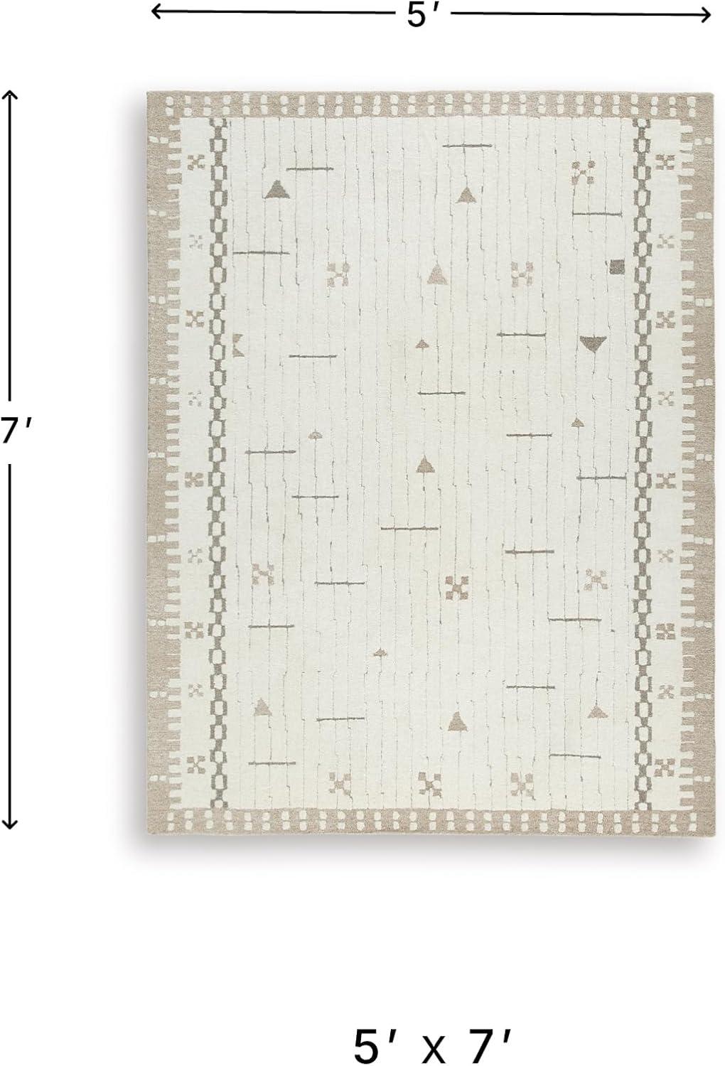 imageSignature Design by Ashley Qaabiz Bohemian 8 x 10 Indoor Medium Pile Geometric Area Rug Light Brown ampamp BlackCreamBrownTaupe