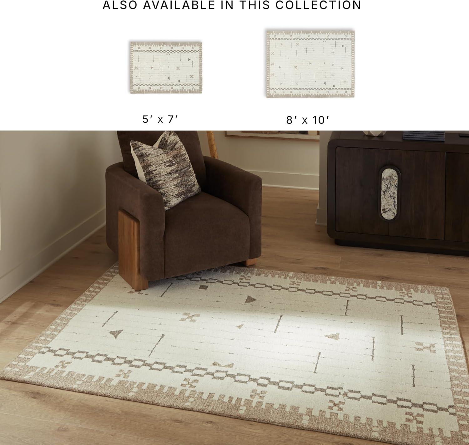 imageSignature Design by Ashley Qaabiz Bohemian 8 x 10 Indoor Medium Pile Geometric Area Rug Light Brown ampamp BlackCreamBrownTaupe