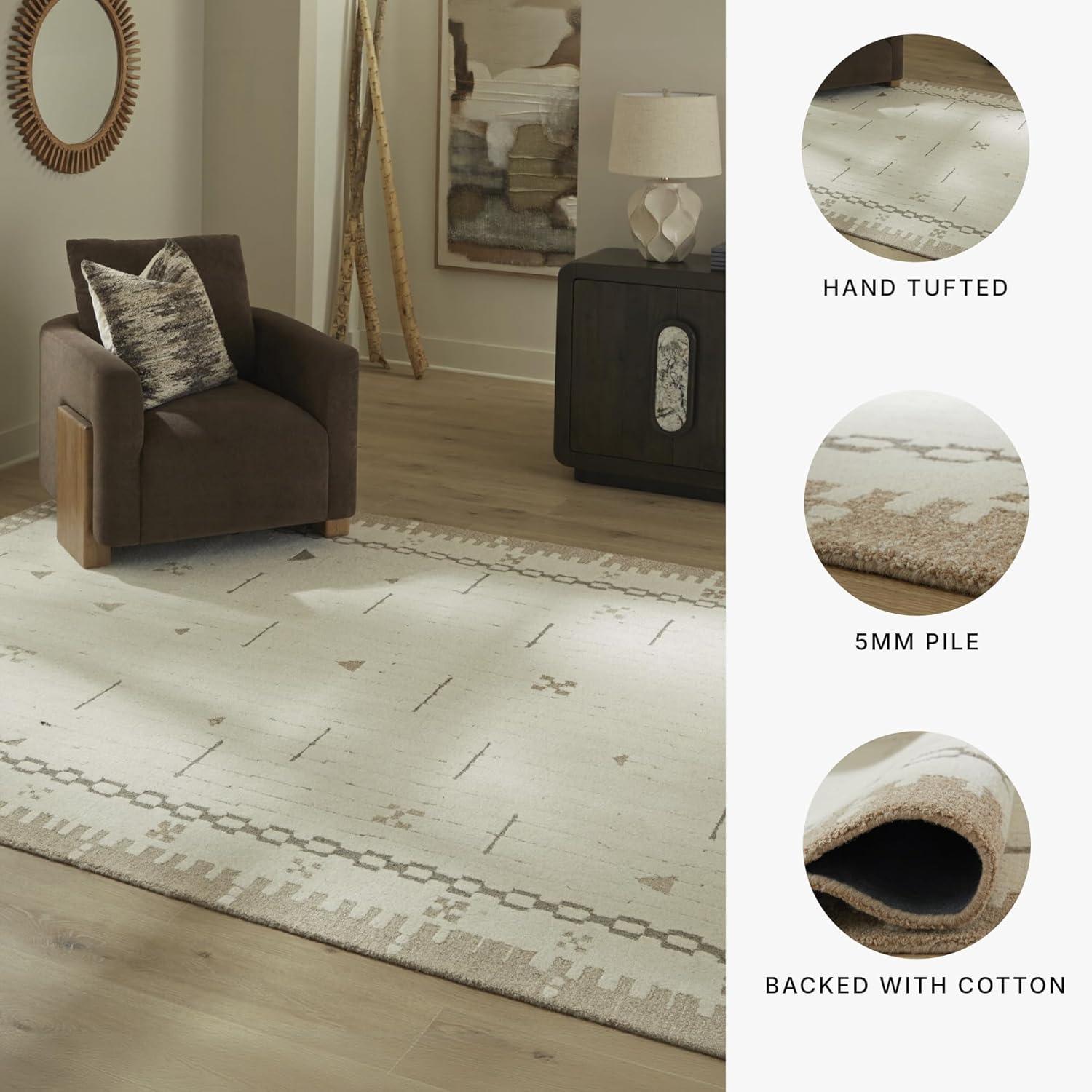 imageSignature Design by Ashley Qaabiz Bohemian 8 x 10 Indoor Medium Pile Geometric Area Rug Light Brown ampamp BlackCreamBrownTaupe