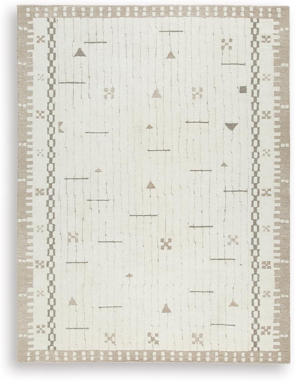 imageSignature Design by Ashley Qaabiz Bohemian 8 x 10 Indoor Medium Pile Geometric Area Rug Light Brown ampamp BlackCreamBrownTaupe