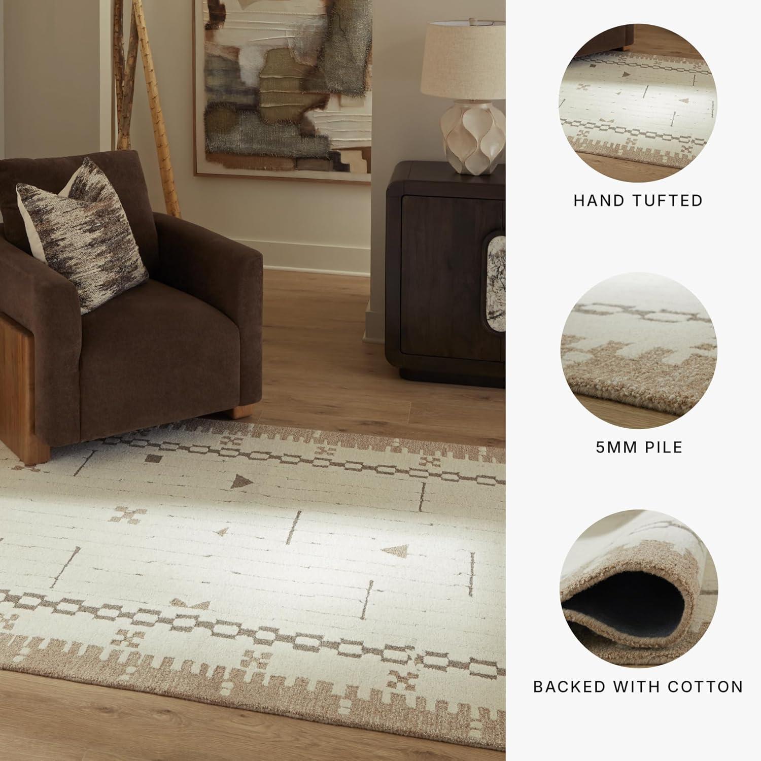imageSignature Design by Ashley Qaabiz Bohemian 8 x 10 Indoor Medium Pile Geometric Area Rug Light Brown ampamp BlackCreamBrownTaupe