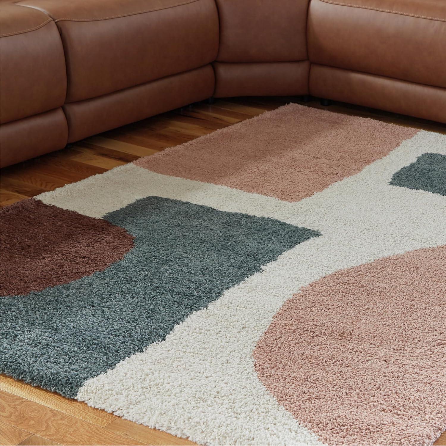 imageSignature Design by Ashley Qaabiz Bohemian 8 x 10 Indoor Medium Pile Geometric Area Rug Light Brown ampamp BlackCreamPinkGray